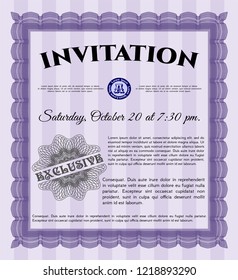 Violet Vintage invitation template. Vector illustration. Printer friendly. Superior design. 