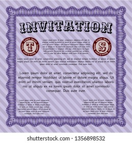 Violet Vintage invitation template. Vector illustration. With quality background. Artistry design. 