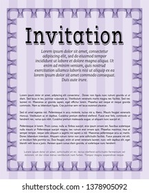 Violet Vintage invitation template. Vector illustration. Printer friendly. Elegant design. 