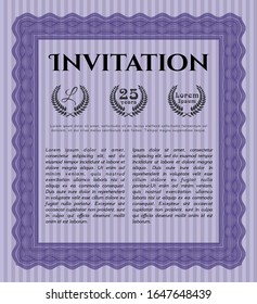 Violet Vintage invitation template. Vector illustration. With linear background. Excellent design. 
