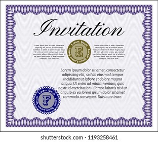 Violet Vintage invitation. Vector illustration. With complex background. Good design. 