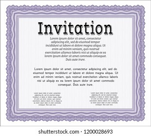 Violet Vintage invitation. Vector illustration. With guilloche pattern. Excellent design. 