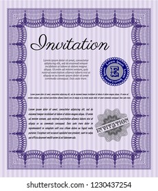 Violet Vintage invitation. Vector illustration. Complex background. Nice design. 