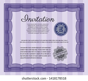 Violet Vintage invitation. Vector illustration. With quality background. Artistry design. 