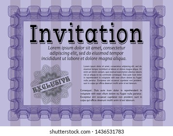 Violet Vintage invitation. Vector illustration. With background. Superior design. 