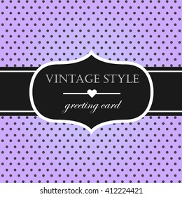 Violet vintage style label frame. Vector illustration.
