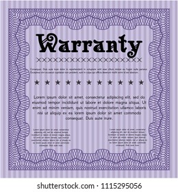 Violet Vintage Warranty Certificate template. With quality background. Customizable, Easy to edit and change colors. Elegant design. 