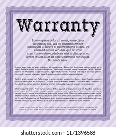 Violet Vintage Warranty Certificate template. Printer friendly. Customizable, Easy to edit and change colors. Excellent design. 