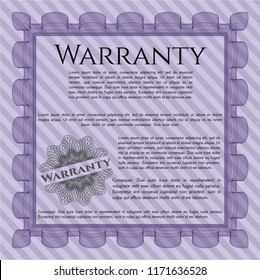 Violet Vintage Warranty Certificate template. Customizable, Easy to edit and change colors. With linear background. Sophisticated design. 