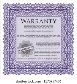 Violet Vintage Warranty Certificate template. Superior design. Customizable, Easy to edit and change colors. With complex background. 