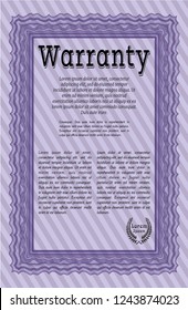 Violet Vintage Warranty Certificate template. Customizable, Easy to edit and change colors. With linear background. Superior design. 