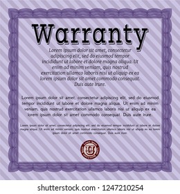 Violet Vintage Warranty Certificate template. With great quality guilloche pattern. Lovely design. Customizable, Easy to edit and change colors. 