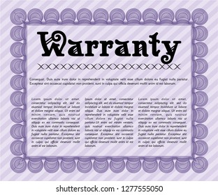 Violet Vintage Warranty Certificate template. Vector illustration. With quality background. Modern design. 