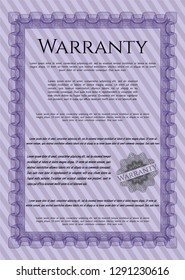 Violet Vintage Warranty Certificate template. Customizable, Easy to edit and change colors. Printer friendly. Money style design. 
