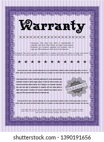 Violet Vintage Warranty Certificate template. Vector illustration. Easy to print. Good design. 