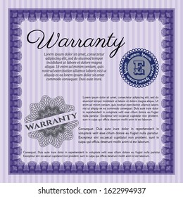 Violet Vintage Warranty Certificate template. Customizable, Easy to edit and change colors. Easy to print. Good design. 