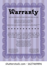 Violet Vintage Warranty Certificate template. Money design. With complex background. Customizable, Easy to edit and change colors. 