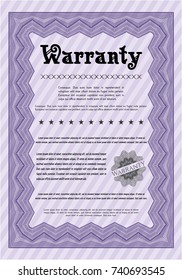 Violet Vintage Warranty Certificate template. With guilloche pattern. Customizable, Easy to edit and change colors. Retro design. 