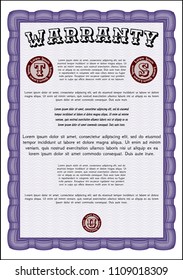 Violet Vintage Warranty template. With complex background. Customizable, Easy to edit and change colors. Lovely design. 