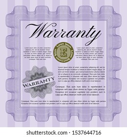 Violet Vintage Warranty template. With complex linear background. Good design. Customizable, Easy to edit and change colors. 