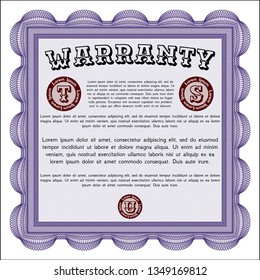 Violet Vintage Warranty template. Easy to print. Retro design. Detailed. 
