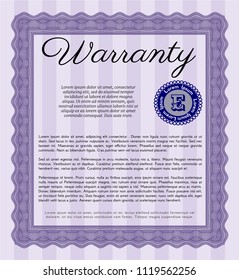 Violet Vintage Warranty template. Excellent design. Customizable, Easy to edit and change colors. Easy to print. 
