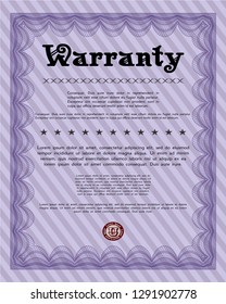 Violet Vintage Warranty template. With guilloche pattern. Customizable, Easy to edit and change colors. Lovely design. 