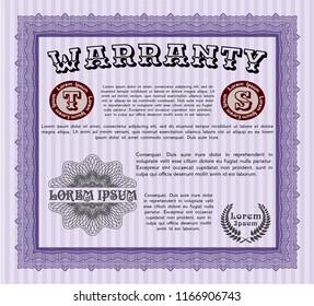 Violet Vintage Warranty template. With linear background. Vector illustration. Elegant design. 