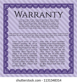Violet Vintage Warranty template. Lovely design. With quality background. Vector illustration. 