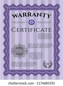 Violet Vintage Warranty template. Lovely design. With linear background. Customizable, Easy to edit and change colors. 