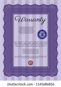 Violet Vintage Warranty template. Money design. Customizable, Easy to edit and change colors. With background. 