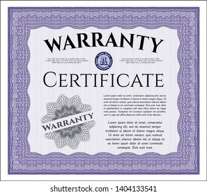 Violet Vintage Warranty template. Money Pattern. With guilloche pattern. Customizable, Easy to edit and change colors. 