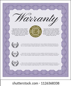 Violet Vintage Warranty template. Printer friendly. Customizable, Easy to edit and change colors. Cordial design. 