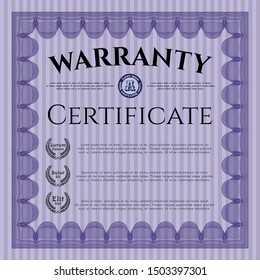 Violet Vintage Warranty template. Printer friendly. Detailed. Nice design. 