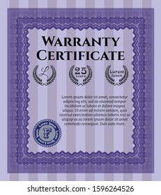 Violet Vintage Warranty template. Superior design. With quality background. Customizable, Easy to edit and change colors. 