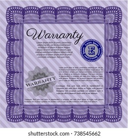 Violet Vintage Warranty template. Superior design. Printer friendly. Detailed. 