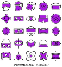 Violet Virtual Reality VR Glasses Icon Set Vectors