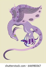 The violet viverna carries a cub