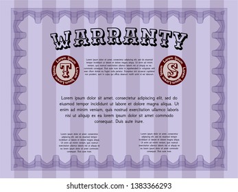 Violet Warranty. Artistry design. With complex linear background. Customizable, Easy to edit and change colors. 