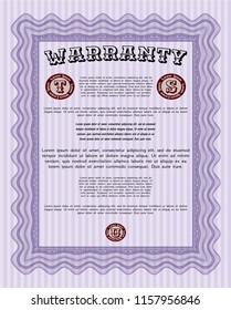 Violet Warranty. Artistry design. Easy to print. Vector illustration. 