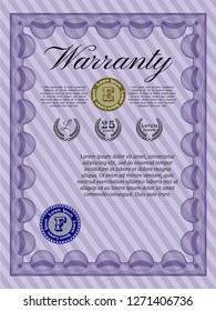 Violet Warranty. With background. Customizable, Easy to edit and change colors. Nice design. 