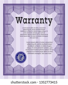 Violet Warranty. With background. Customizable, Easy to edit and change colors. Cordial design. 