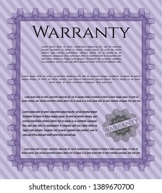 Violet Warranty. With background. Customizable, Easy to edit and change colors. Money Pattern. 