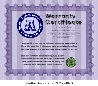 Violet Warranty. With background. Good design. Detailed. 
