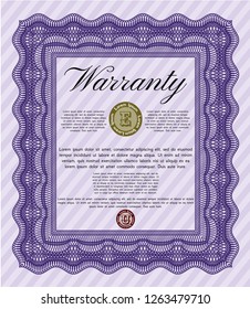 Violet Warranty. With background. Money Pattern design. Customizable, Easy to edit and change colors. 