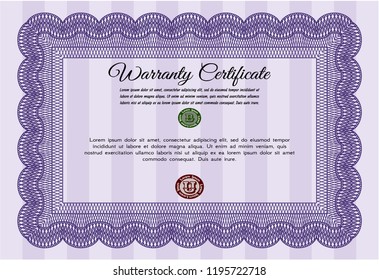 Violet Warranty. Beauty design. With background. Vector illustration. 