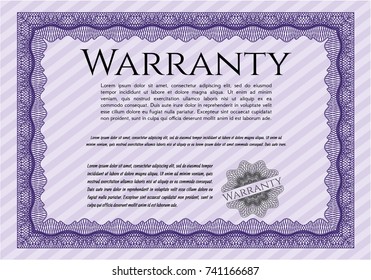 Violet Warranty. Beauty design. With great quality guilloche pattern. Vector illustration. 