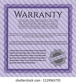 Violet Warranty Certificate template. With background. Money design. Detailed. 