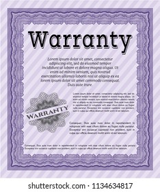 Violet Warranty Certificate template. With complex background. Money Pattern design. Vector illustration. 