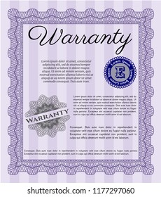 Violet Warranty Certificate template. Complex background. Nice design. Vector illustration. 